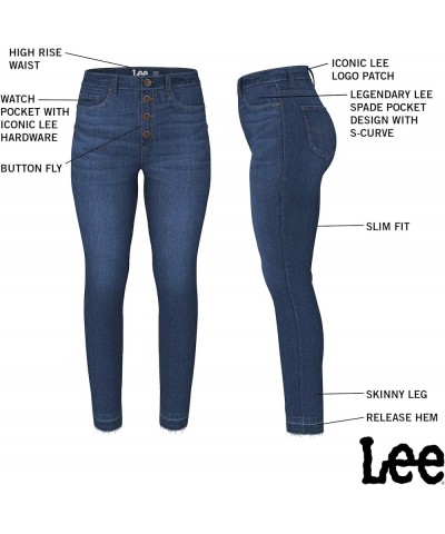 Women's Slim Fit High Rise with Button Fly & Released Hem Jean Compass $18.88 Jeans