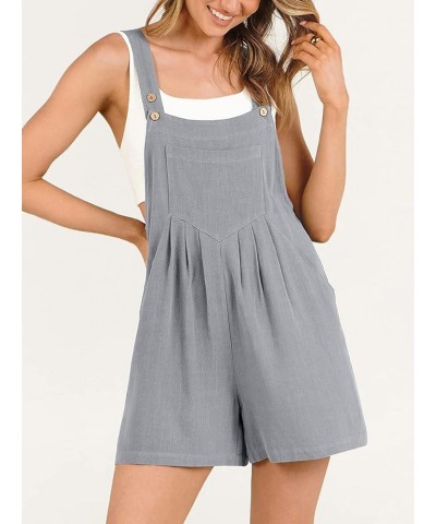 Women Summer Sleeveless Rompers Spaghetti Strap Suspender Bib Dungarees Baggy Wide Leg Overall Shorts Jumpsuit with Pockets C...