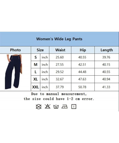 Womens High Waisted Wide Leg Palazzo Pants Casual Lounge Boho Flowy Pants with Pockets 52-navy Blue $19.37 Pants