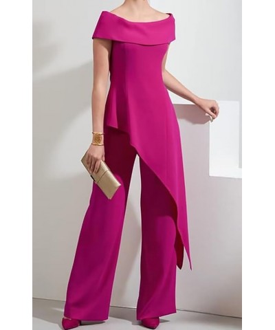 Mother of The Bride Pantsuits for Wedding Off Shoulder Chiffon Prom Cocktail Outfit Royal Blue $32.39 Others