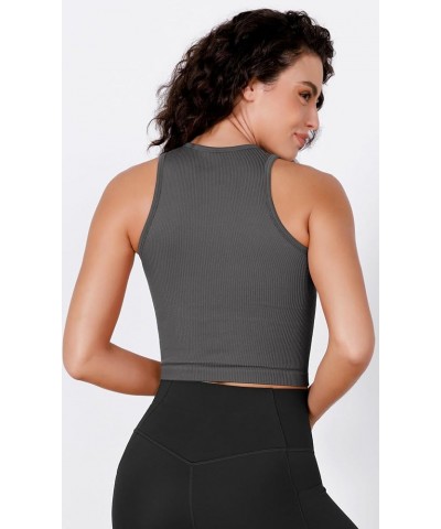 4 Piece Seamless Tank Tops for Women High-Neck Rib-Knit Sleeveless Comfy Tanks Mushroom+taupe+charcoal+black $8.99 Tanks