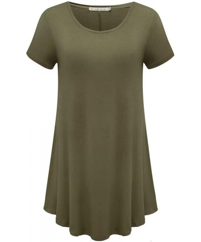 Women Plus Size Tops Summer Tunic Short Sleeve Loose Fit T-Shirt Army Green $8.50 Tops