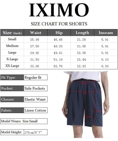 Women's Bermuda Shorts Casual Linen Cotton Relaxed Fit Elastic Waist Half Shorts with Pockets White $17.48 Shorts