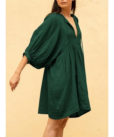 Women 2023 Summer Boho Mini Dress V Neck Puff Sleeve Floral Loose Flowy Swing Sundress Beachwear 1-green $13.76 Dresses