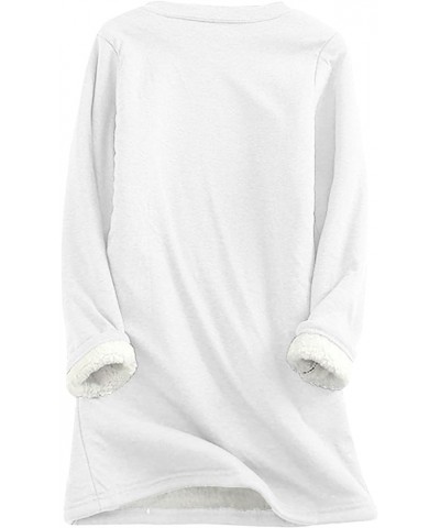 Fleece Lined Sweatshirt Women's Sherpa Lined Sweatshirt Winter Warm Fleece Crewneck Pullover Loungewear 01-white $10.25 Activ...