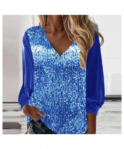 Long Sleeve Shirts for Women Sequin Ruffle Tops for Women Sequin Sparkly Tops for Holiday Evening Party Club Night B_blue $14...