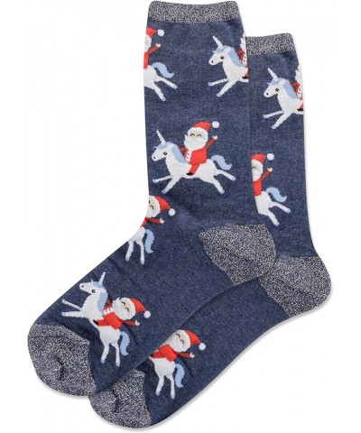 Women's Winter Holiday Fun Crew Socks-1 Pair Pack-Cute Gifts-Christmas & More Santa Unicorn (Black) $7.44 Socks