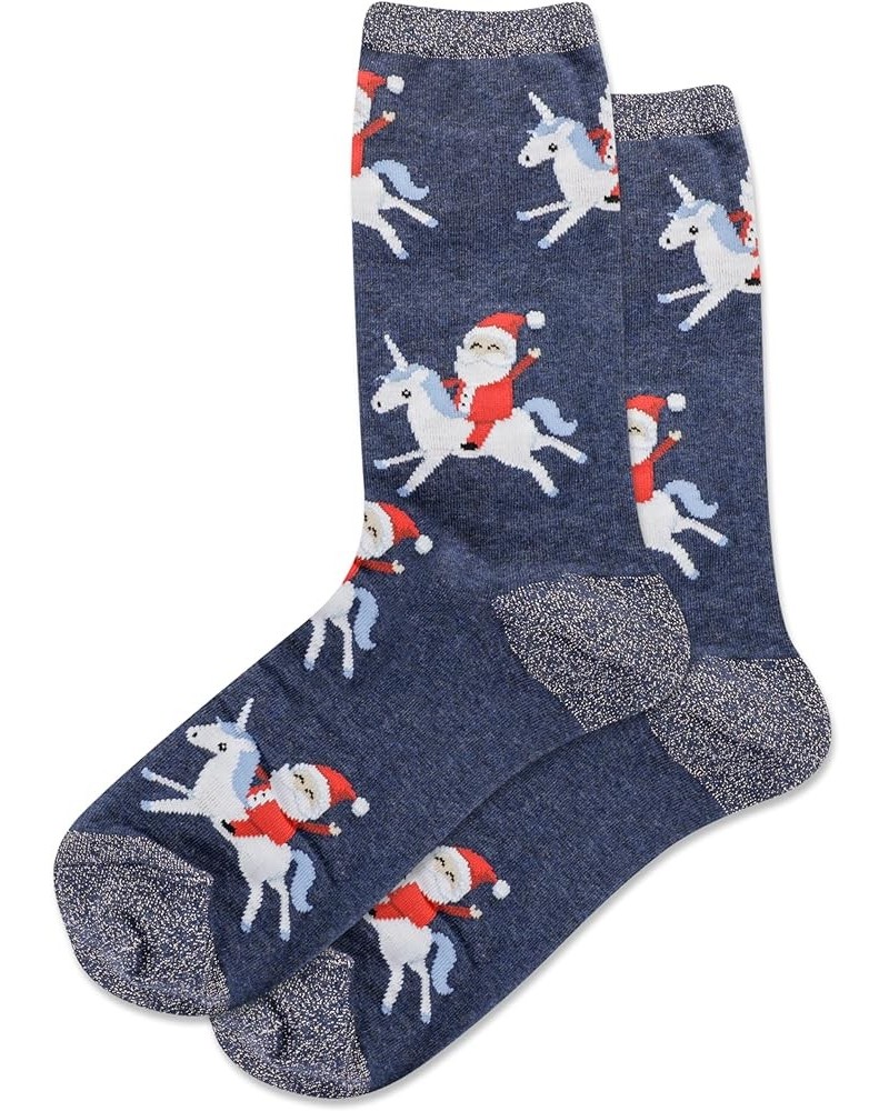 Women's Winter Holiday Fun Crew Socks-1 Pair Pack-Cute Gifts-Christmas & More Santa Unicorn (Black) $7.44 Socks