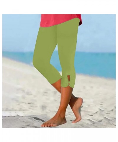 Capri Leggings for Women Black Workout Yoga Leggings Slim Fit Stretch Pants High Waist Summer Soft Comfy Gym Capris Green $5....