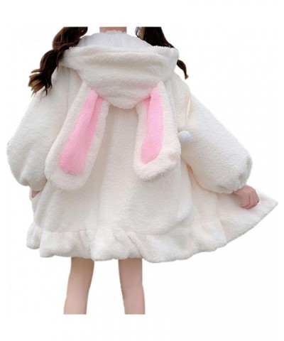 Kawaii Bunny Ear Hoodie for Girls Teen, Fuzzy Rabbit Sweater Jacket Coats Women Cat Print Long Sleeve Hoodies Sweatshirts A-w...