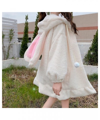 Kawaii Bunny Ear Hoodie for Girls Teen, Fuzzy Rabbit Sweater Jacket Coats Women Cat Print Long Sleeve Hoodies Sweatshirts A-w...