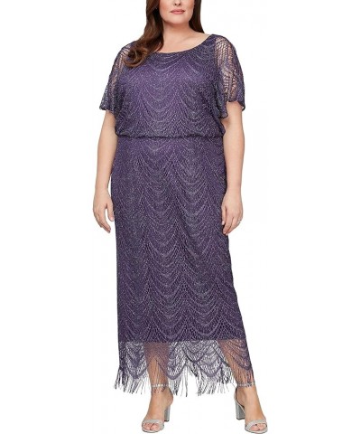 Women's Plus Size Metallic Blouson Crochet Dress Plum Plus $29.47 Dresses