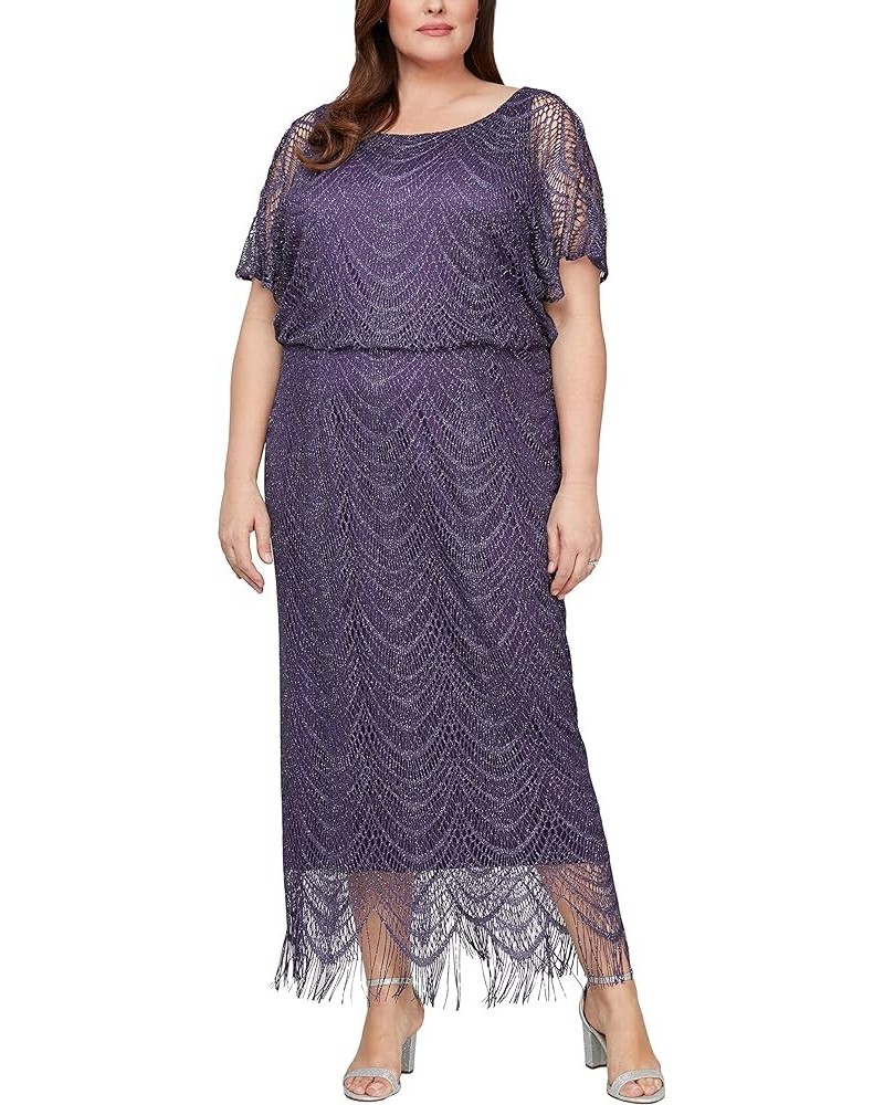 Women's Plus Size Metallic Blouson Crochet Dress Plum Plus $29.47 Dresses