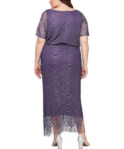 Women's Plus Size Metallic Blouson Crochet Dress Plum Plus $29.47 Dresses