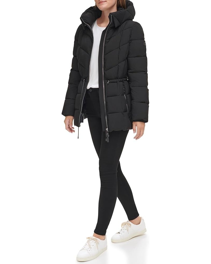 Women's Hooded Puffer Coat Jet Black $33.40 Jackets