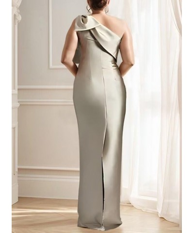 One Shoulder Prom Dress with Bow Long Satin Mother of The Bride Dress Mermaid Formal Party Dress UU44 Champagne $31.26 Dresses