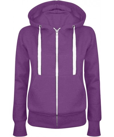 2023 Womens Fall Fashion Zip Up Hoodies Fleece Sweatshirts Casual Long Sleeve Pullover Winter Coats Warm Jacket A2 purple $9....