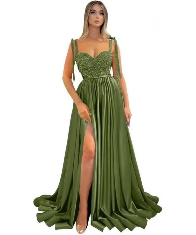 Sparkly Sequin Prom Dress with Slit Spaghetti Straps Formal Evening Gown Wedding Bridesmaid Dress with Pockets Sage $31.98 Dr...