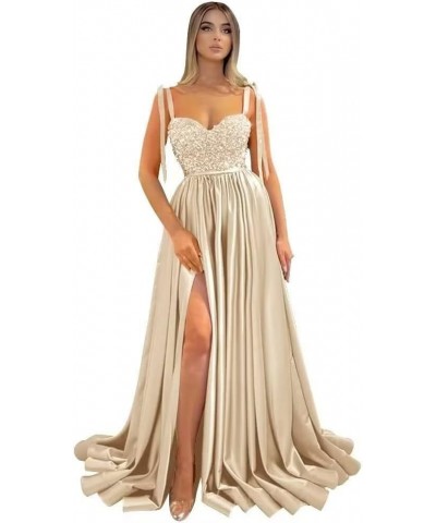 Sparkly Sequin Prom Dress with Slit Spaghetti Straps Formal Evening Gown Wedding Bridesmaid Dress with Pockets Sage $31.98 Dr...