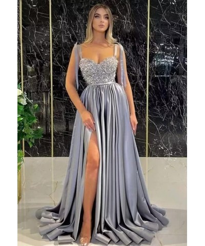 Sparkly Sequin Prom Dress with Slit Spaghetti Straps Formal Evening Gown Wedding Bridesmaid Dress with Pockets Sage $31.98 Dr...