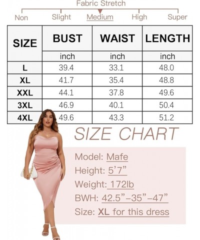 2023 Plus Size Satin Dress 1X-4X Ruched Cowl Neck Spaghetti Strap Elegant Midi Dress Wedding Guest Cocktail Cherry $19.80 Dre...