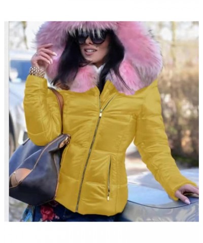 SET-01 Women's Down Cotton Filled Jacket With Real Raccoon Fur Trimmed Hooded Big Fluffy Lightweight Furry Jacket Top Red $74...