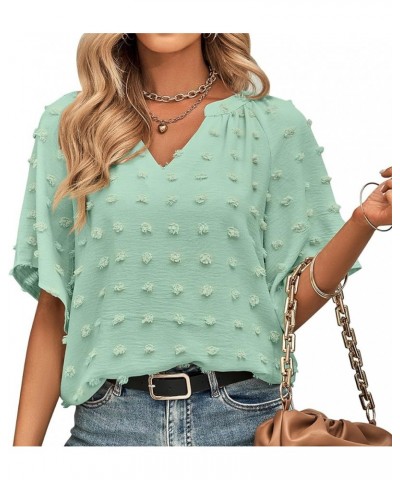 V Neck Ruffle Sleeve Blouse Flowy Shirts Dressy Summer Casual Women Tops S2687-9 $16.92 Blouses