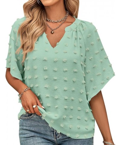 V Neck Ruffle Sleeve Blouse Flowy Shirts Dressy Summer Casual Women Tops S2687-9 $16.92 Blouses