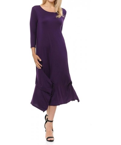 Women's Handkerchief Dress with Pockets Eggplant $10.79 Dresses