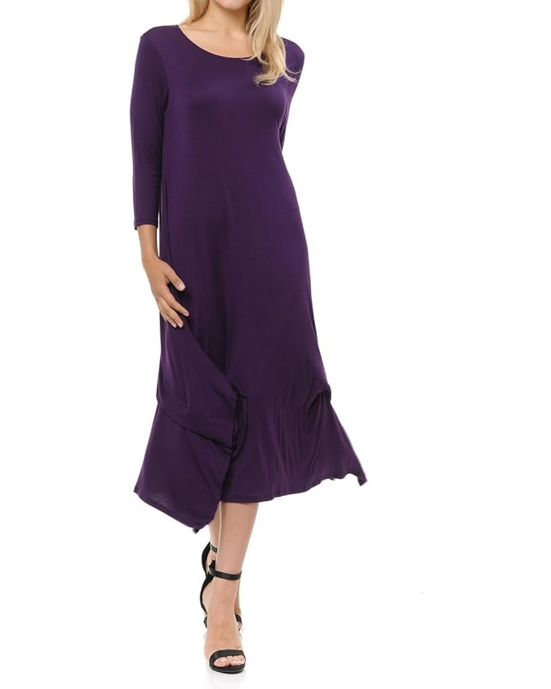 Women's Handkerchief Dress with Pockets Eggplant $10.79 Dresses