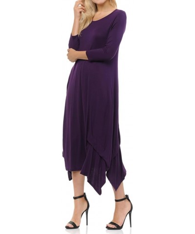 Women's Handkerchief Dress with Pockets Eggplant $10.79 Dresses