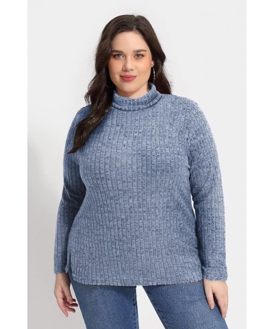 Plus Size V Neck Tops for Women Long Sleeve Lightweight Knitwear Winter Solid Color Loose Casual Sweater Shirt A2-blue $15.11...