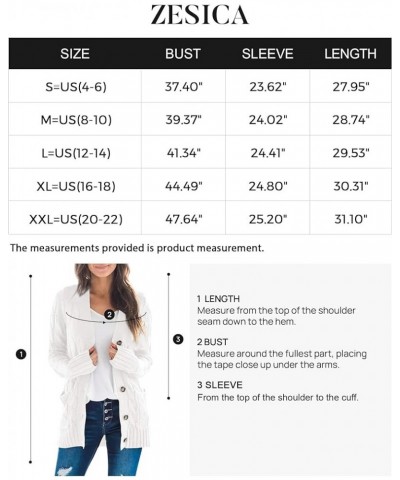 Women's 2024 Fall Casual Long Sleeve Button Down Open Front Cable Knit Cardigan Sweater Coat White $24.07 Sweaters