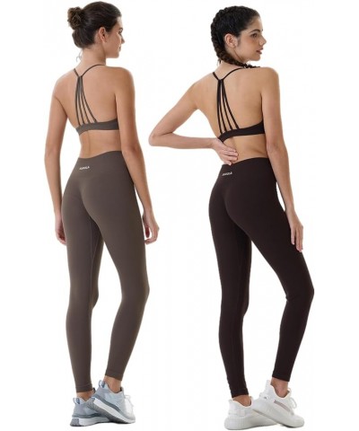 Power Workout Leggings for Women Tummy Control Squat Proof Ribbed Thick Seamless Scrunch Active Pants Power Chocolate Torte $...