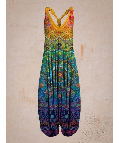 Boho Sleeveless Harem Jumpsuit Overalls African Romper Palazzo Pants Plus Size Long Bib Pants 1 $25.64 Overalls