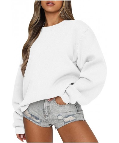 Women's Oversized Sweatshirt Crew Neck Long Sleeve Casual Slit Sloucthy Pullover Top 2023 Fall Clothes 01-white $8.69 Hoodies...