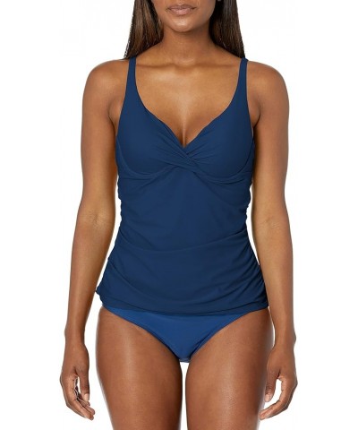 Women's Twist Front Underwire Tankini Swimsuit Navy $10.25 Swimsuits