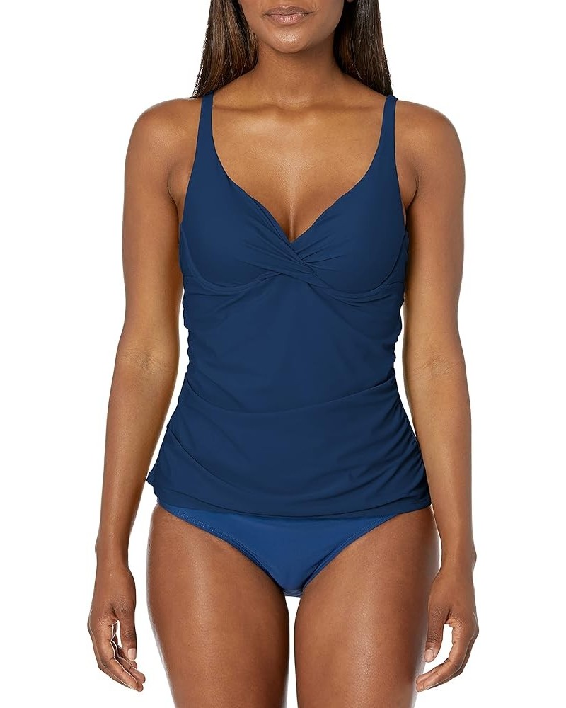 Women's Twist Front Underwire Tankini Swimsuit Navy $10.25 Swimsuits