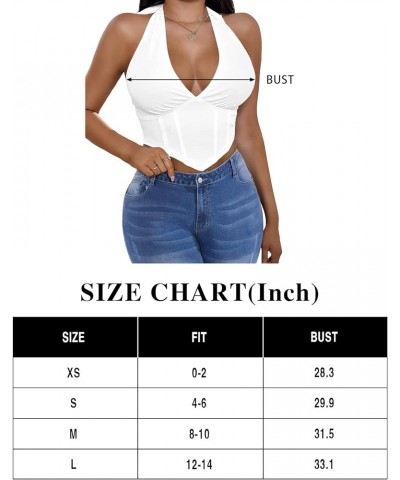 Sexy Crop Y2k Tops for Women Deep V Neck Corset Backless Halter Tops Going Out Sleeveless Cami Tank Top Hot Pink $9.85 Tanks