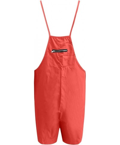 Women's 2024 Summer Rompers Sleeveless Casual Loose Short Overalls Spaghetti Straps Shorts Jumpsuits with Pockets Z1-red $10....