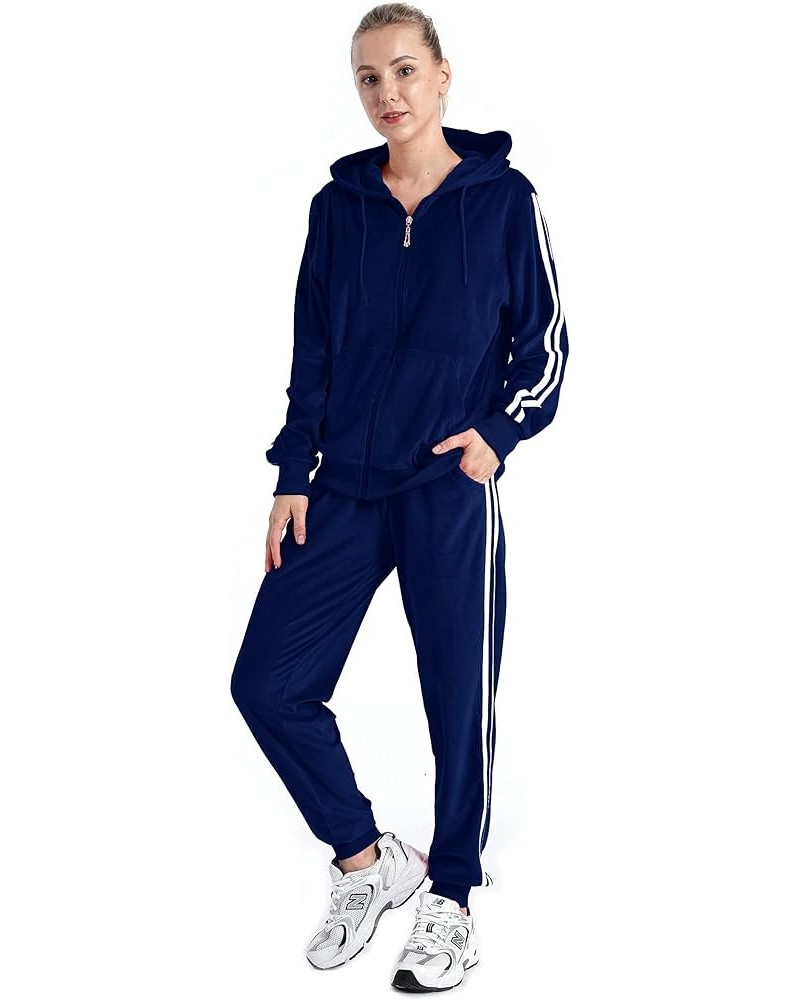 2 PCS Outfits Women's Fleece Sherpa Lined Sweatsuits Long Sleeve Hoodie and Sweat Pants Winter Warm Tracksuit Set 201navy $26...