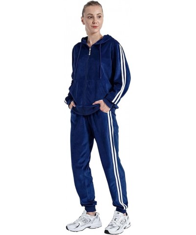 2 PCS Outfits Women's Fleece Sherpa Lined Sweatsuits Long Sleeve Hoodie and Sweat Pants Winter Warm Tracksuit Set 201navy $26...