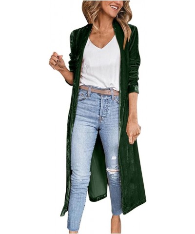 Velvet Cardigan Jacket for Women Trendy Open Front Long Length Trench Coats Casual Hippie Lightweight Outerwear Coat Trench C...