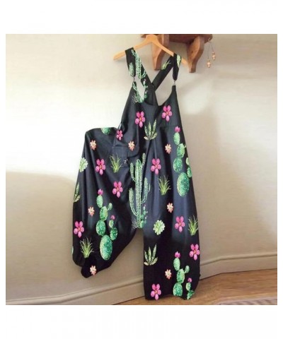 Printed Overalls for Womens Warn Cotton Baggy Wide Leg Pants Loose Fit Rompers Jumpsuit Pants Bib Overalls 6-green $10.80 Ove...