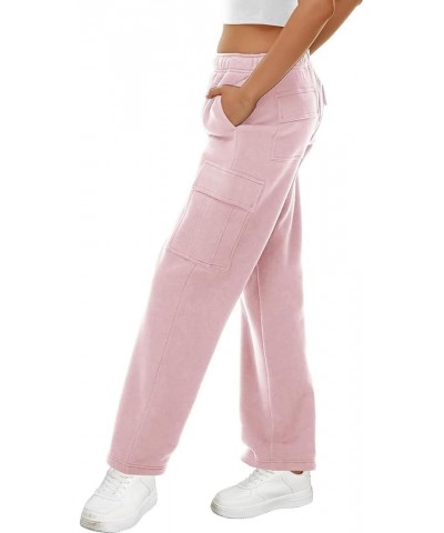 Womens Y2K Trousers Casual Baggy Elastic Waist Joggers Pants Athletic Lounge Cargo Sweatpants with Pockets C Pink $19.60 Pants