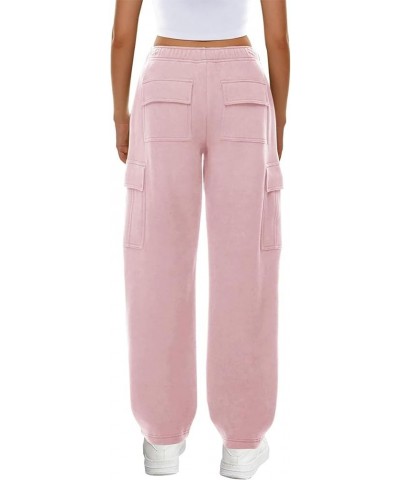 Womens Y2K Trousers Casual Baggy Elastic Waist Joggers Pants Athletic Lounge Cargo Sweatpants with Pockets C Pink $19.60 Pants