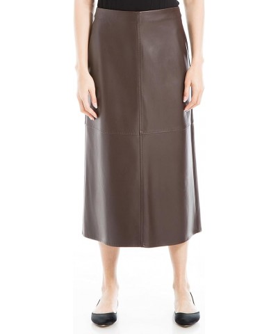 Women's Faux Leather A-line Midi Skirt Fudge $24.53 Skirts