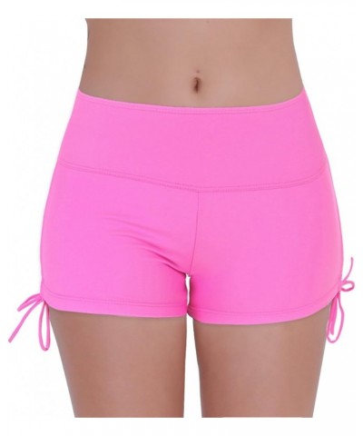 Women's Swim Boardshorts Beach Bikini Bottoms Short Swimwear with Side Ties Hot Pink $8.44 Swimsuits