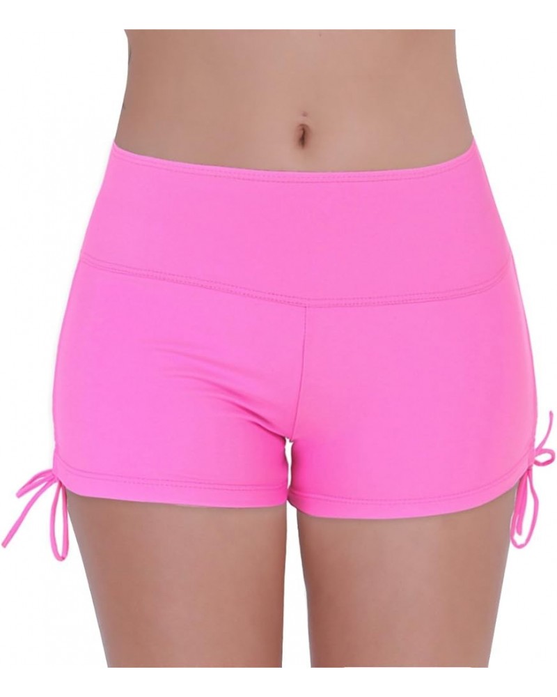 Women's Swim Boardshorts Beach Bikini Bottoms Short Swimwear with Side Ties Hot Pink $8.44 Swimsuits