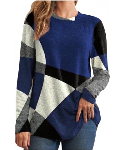 Womens Long Sleeve Tops Casual Crewneck Colorblock Shirt Lightweight Pullover Fashion Tunic Tops to Wear with Leggings A-blue...